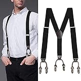 AYAMAYA Hosenträger Herren Schwarze Breit 3.5CM, Leder 6...