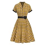 MNRIUOCII Damen 50er Vintage Retro Rockabilly Swing Kleid...