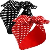 2 Stücke Rot Kopftuch für Frauen Retro 1940er Kopftuch...