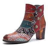 CrazycatZ Damen Stiefeletten mit Absatz Leder Chelsea Kurze...