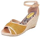 Lulu Hun Damen Schuhe Jessie Ankle Tiki Wedges Gelb 39