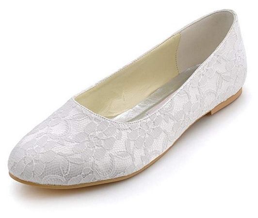 Elegantpark Brautschuhe flach weiß flache Vintage Brautschuhe Ballerinas
