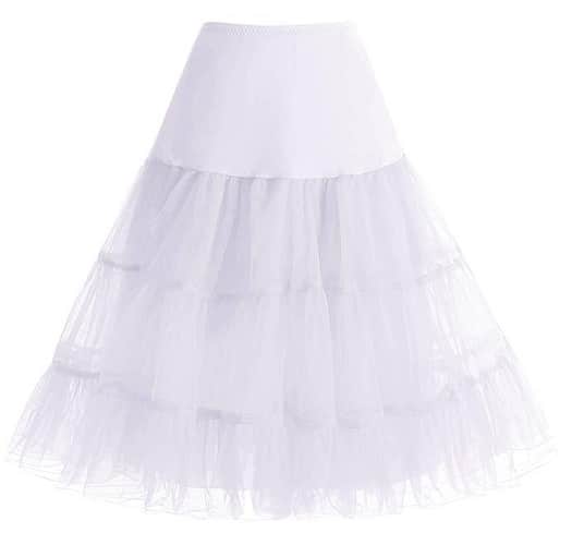 50er Jahre Vintage Rockabilly Petticoat Rock Damen weiß